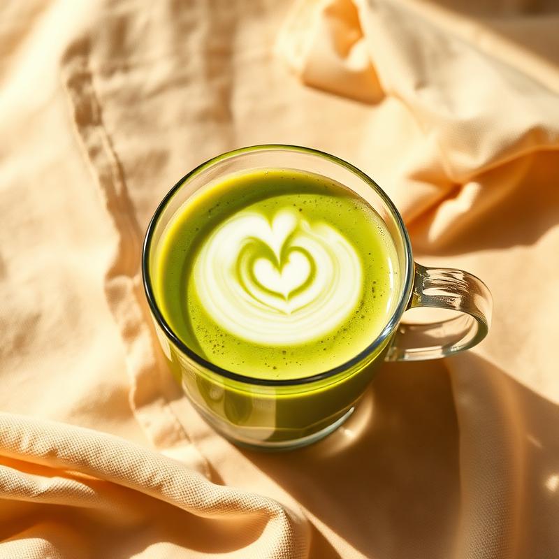 Vibrant matcha latte in a clear glass